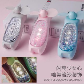 Quạt mini cầm tay 2in1 đèn led nhũ kiêm tuyến