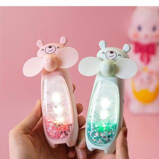Quạt mini cầm tay 2in1 đèn led nhũ kiêm tuyến