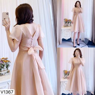 Đầm tiểu thư cột nơ sau