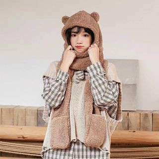 KHĂN GẤU QUÀNG CỔ CÓ MŨ KÈM BAO TAY ( )