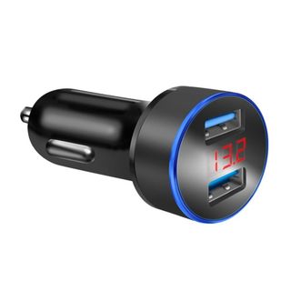 Tẩu sạc Qualcomm 2 USB hợp kim nhôm có hiển thị thông số
