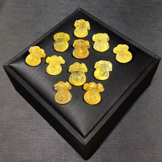 Charm Túi Tiền đá Thạch Anh Tóc Vàng Citrine đặc tóc chuẩn thiên nhiên Tặng kèm móc bạc TT070 - Hợp mệnh Kim, Thổ