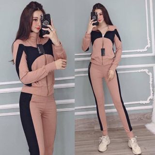 Bộ thể thao áo khoác trơn phối TT438