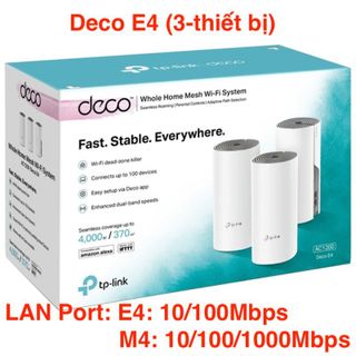 TP-Link AC1200 Hệ thống WiFi Mesh Cho Gia Đình cho độ phủ Wi-Fi tuyệt vời - Deco E4(3-pack)/M4 (3-pack) giá sỉ