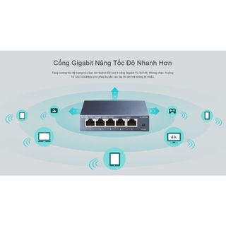 TP-Link Gigabit Vỏ thép Bộ chia mạng Switch 5 cổng RJ45 Tăng tốc máy chủ - TL-SG105 -