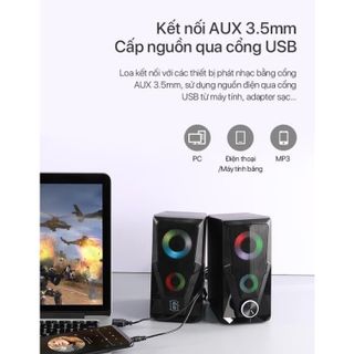 Loa Máy Tính ROBOT RS200 Hiệu Ứng Đèn LED - Âm Thanh HD Cao - BẢO HÀNH 12 THÁNG