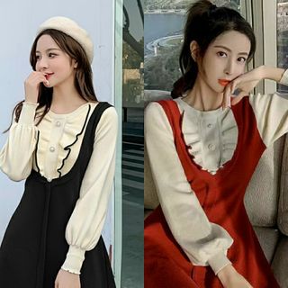Đầm len xòe kiểu phối bèo