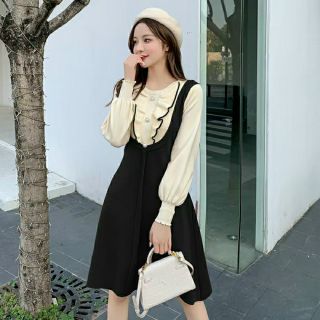Đầm len xòe kiểu phối bèo