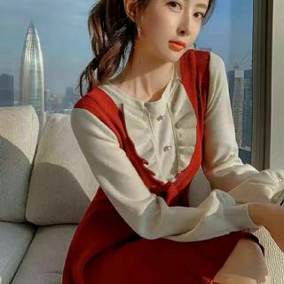 Đầm len xòe kiểu phối bèo