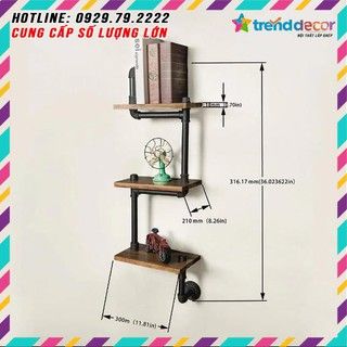 kệ treo tường 3 tầng decor vintage bằng ống sắt độc lạ bền đẹp trang trí phòng khách sáng tạo