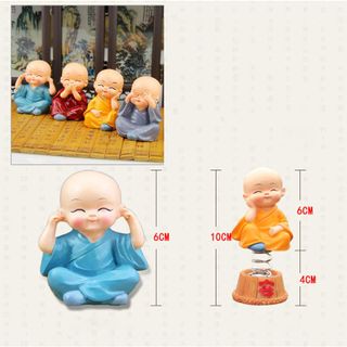 Bộ tượng trang trí 4 chú tiểu lò xo (tứ không lò xo)
