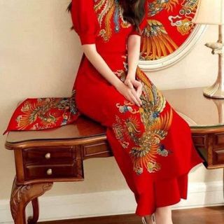 Áo dài cách tân họa tiết siêu đẹp AD25 DEAL HOT