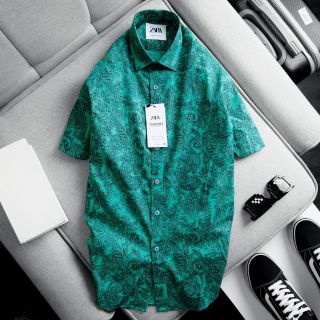 [size to 50-110kg] Áo sơ mi nam ngắn tay hoa văn Họa tiết