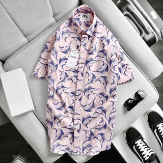 [size to 50-110kg] Áo sơ mi nam ngắn tay hoa văn Họa tiết