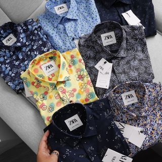 [size to 50-110kg] Áo sơ mi ngắn tay hoa văn họa tiết nổi