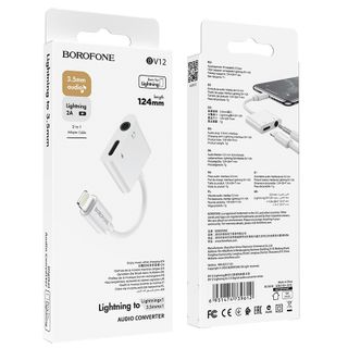 Jack Chuyển Đổi Borofone BV12 Lightning 2 in 1 - 1 Đầu Sạc Lightning, 1 Đầu Tai Nghe 3.5