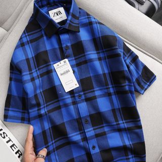 [size to 50-110kg] Áo sơ mi nam tay ngắn sọc