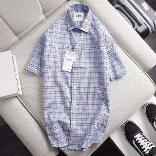 [size to 50-110kg] Áo sơ mi nam tay ngắn sọc