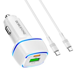 Bộ Cóc Cáp Sạc Xe Hơi Borofone BZ14A QC3.0, BZ-14A Cổng Type C ra Type C