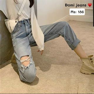 Quần baggy jean nữ rách siêu đẹp