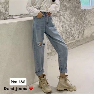 Quần baggy jean nữ rách siêu đẹp