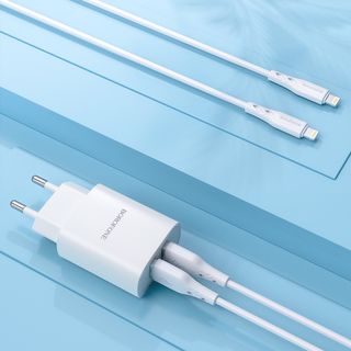 Bộ Cóc Cáp Sạc Borofone BN2 Cổng Type C - 2 Cổng USB 2.1A chuẩn EU