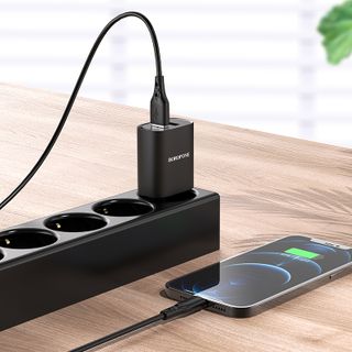 Bộ Cóc Cáp Sạc Borofone BN2 Cổng Type C - 2 Cổng USB 2.1A chuẩn EU