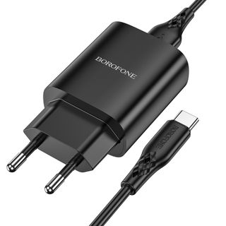 Bộ Cóc Cáp Sạc Borofone BN1 Cổng Type C - 1 Cổng USB 2.1A chuẩn EU