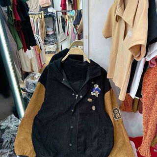 Áo khoác nhung bomber cổ bẻ đẹp