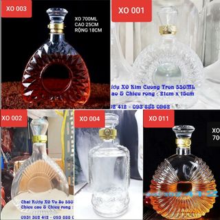 Chai thủy tinh đựng rượu X0 500ml và XO 700ml ( thùng 21c )
