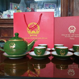 Bộ ấm chén/ấm trà Bát Tràng in logo cao cấp