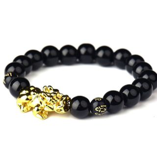 Chuỗi đeo tay đá thạch anh 10ly + tỳ hưu mạ vàng Giá sỉ 20k/1 chuỗi