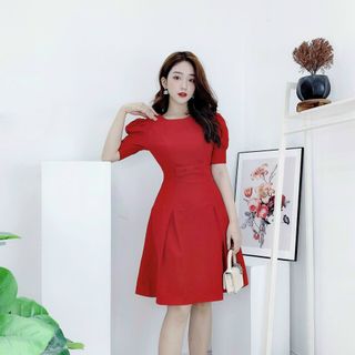 Đầm nơ tay bánh bèo QC