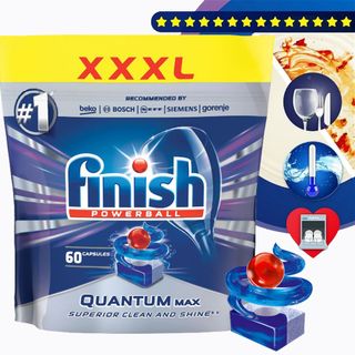 Túi 60 viên rửa chén Finish Quantum Max Dishwasher Tablets QT025459
