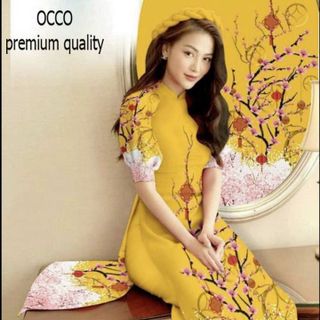Áo dài cách tân họa tiết hoa đào siêu đẹp