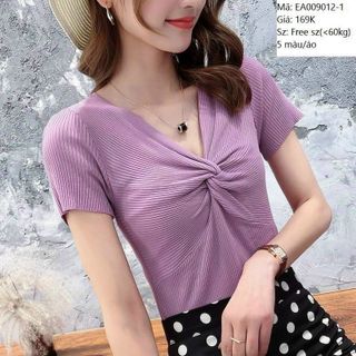 [ SỈ ] Áo Kiểu Ôm Body Thun Gân Cổ V Tay Ngắn Hot Trend Xoắn Ngực Fashion