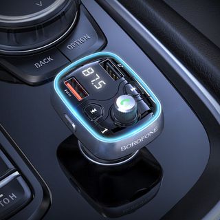 Máy Phát FM, Nghe Nhạc BOROFONE Kèm Cóc Sạc Nhanh Xe Hơi BC32 2 Cổng USB Hỗ Trợ Thẻ nhớ