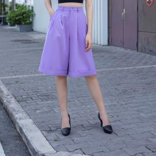 Quần Tây Short Bermuda Ống Rộng Lật Lai Cao Cấp