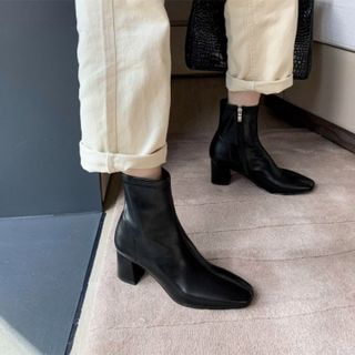 Giày boot nữ cổ cao thời trang gót vuông cao cấp gót cao 5cm - YH227D