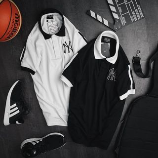 ÁO THUN NAM CỔ BẺ HỌA TIẾT MLB NY CAO CẤP