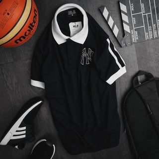 ÁO THUN NAM CỔ BẺ HỌA TIẾT MLB NY CAO CẤP