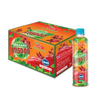 Thùng 24 Chai Trà Atiso Đỏ JOY Giải Độc Mát Gan Bổ Sung Nano Collagen Xóa Mờ Nếp Nhăn 450ml