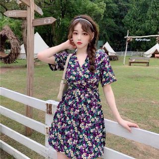 ĐẦM XOÈ HOA CỔ TIM XINH XẮN - DT1471