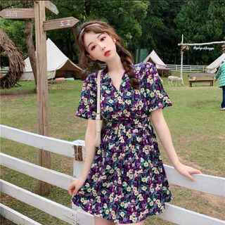 ĐẦM XOÈ HOA CỔ TIM XINH XẮN - DT1471