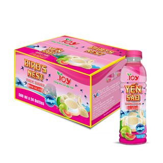 Thùng 24 Chai Nước Yến Sào Đường Phèn Ổi Hồng JOY - Thơm Mát Vị Ổi Hồng - Gấp Đôi Dưỡng Chất Yến Sào 500ml