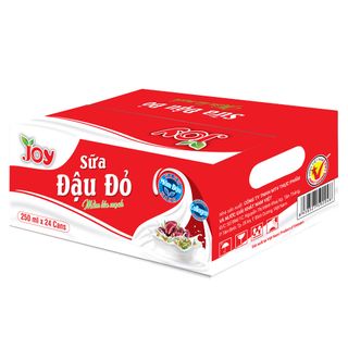 Thùng 24 Lon Sữa Đậu Đỏ cùng Mầm Lúa Mạch JOY Vị Thơm Ngon Bùi Bùi Béo Béo Mát Lành với Nano Collagen Sáng Mịn Giảm Nhăn 250ml