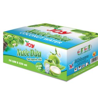 Thùng 24 Lon Nước Dừa JOY Có Cơm Dừa Nhai Ngon Giòn Sật Sật Đã Miệng 325ml