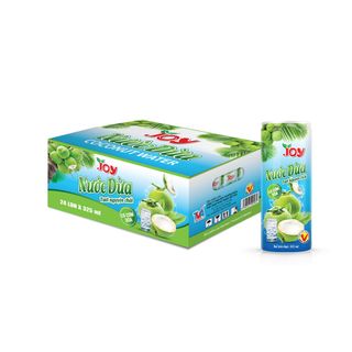 Thùng 24 Lon Nước Dừa JOY Có Cơm Dừa Nhai Ngon Giòn Sật Sật Đã Miệng 325ml