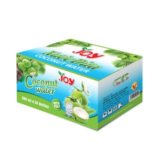 Thùng 24 Chai Nước Dừa Tươi Mới JOY Có Cơm Dừa Nhai Giòn Sần Sật 500ml