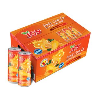 Thùng 24 Lon Nước Cam Ép Tươi Vắt Từ Trái Cam Đóng Lon Chua Chua Ngọt Ngọt Bổ Sung Vitamin C Cho Cơ Thể Khỏe Mạnh Cùng Collagen Trẻ Hóa Da